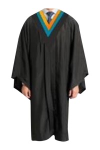 個人設計基督教本科證書畢業袍  基督教國際培訓中心  橙色邊&土耳其藍畢業披肩  黑色畢業袍 DA593